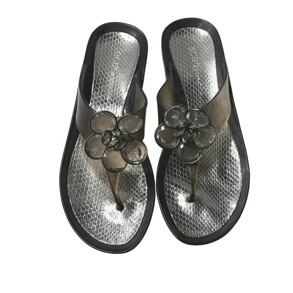 BCBGGeneration BG Magnolia Jelly‎ Flip Flops 8 3D Floral Accent